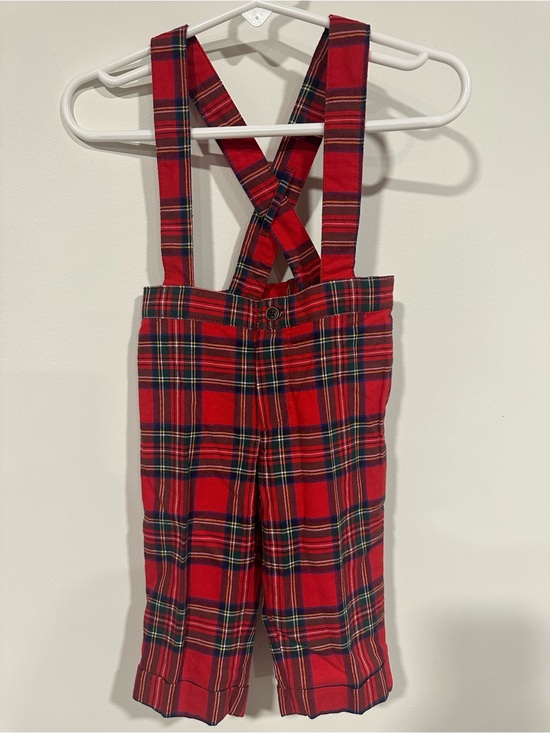 Janie and Jack Other - NWT Janie Jack Plaid Boys Girls Overalls 3-6 Months Holiday Red Green Tartan